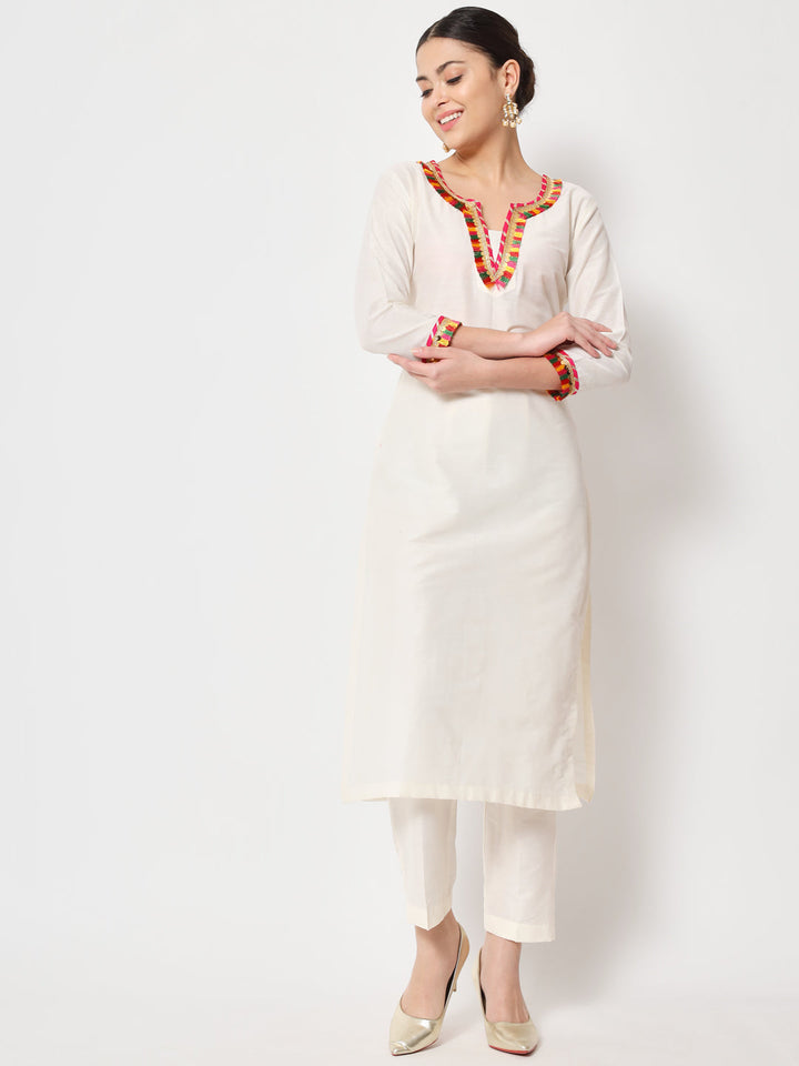 anokherang Combos Swadesi Ivory Straight Kurti