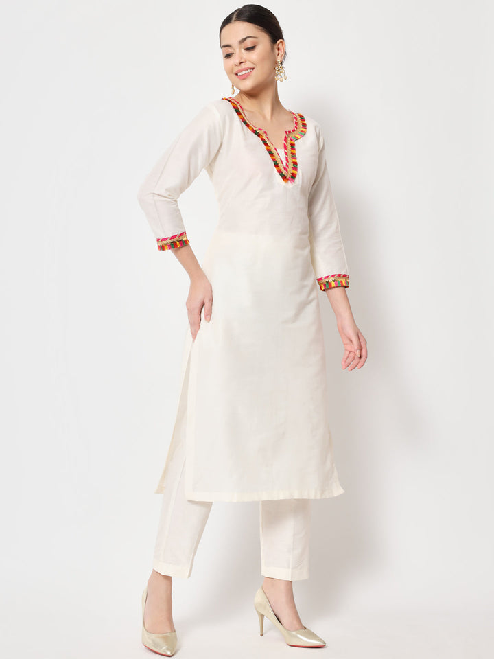 anokherang Combos Swadesi Ivory Straight Kurti