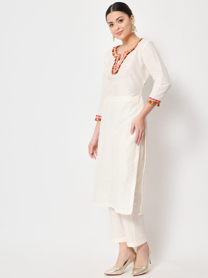 anokherang Combos Swadesi Ivory Straight Kurti