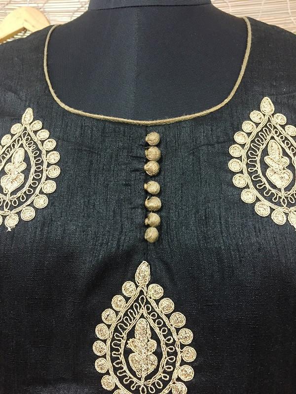 anokherang Combos The Black Gold Kurti with Palazzo and Bandhini Dupatta