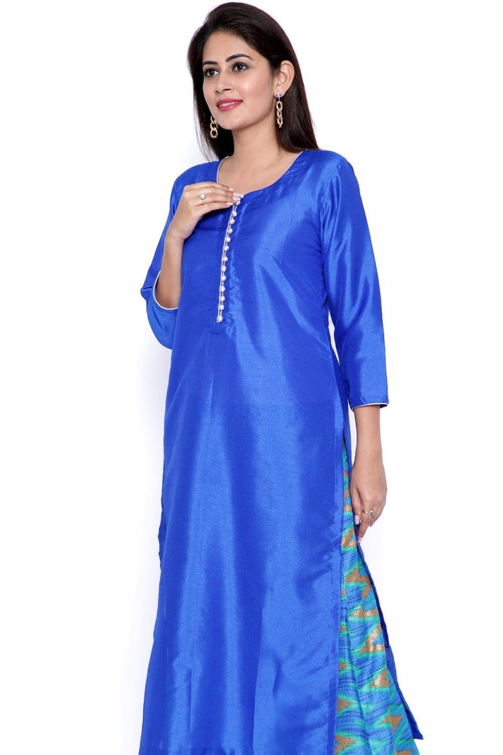 anokherang Combos The Flying Blues Silk Kurti with Gota Work Palazzo