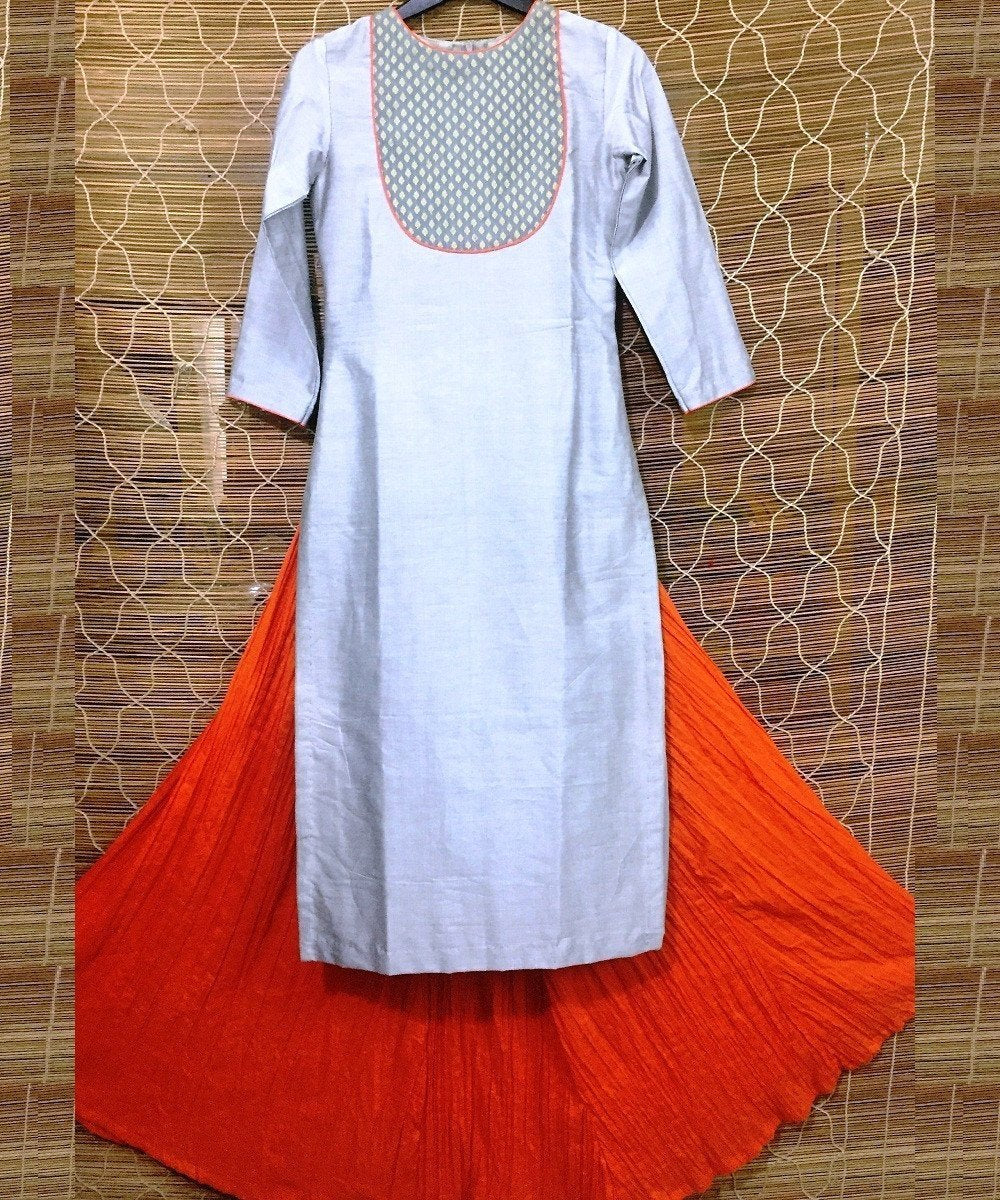 Black printed Cotton Kurti w/ rose pink Skirt (Large) #47926 | Buy Sharara  Suit Online