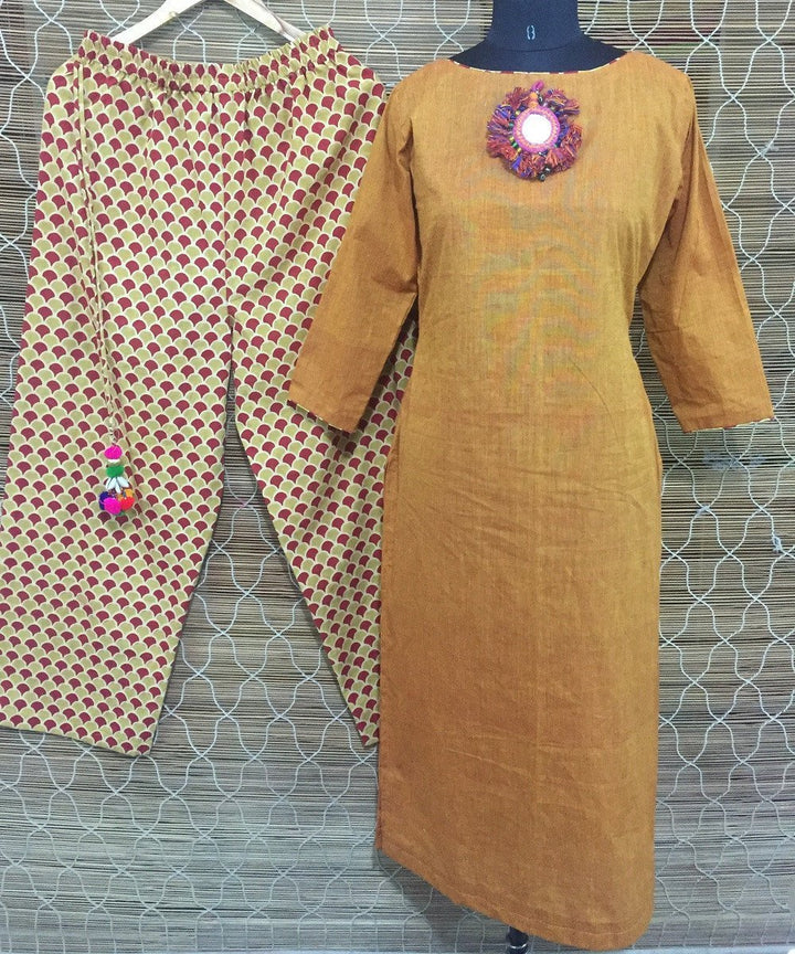 anokherang Combos The Rustic Long Kurti with Printed Palazzo
