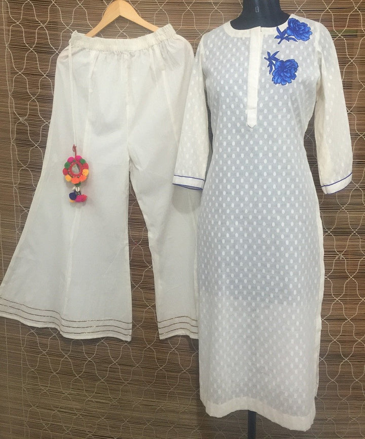 anokherang Combos The Summer Pearl Long Straight Kurti with Kalidaar Palazzo