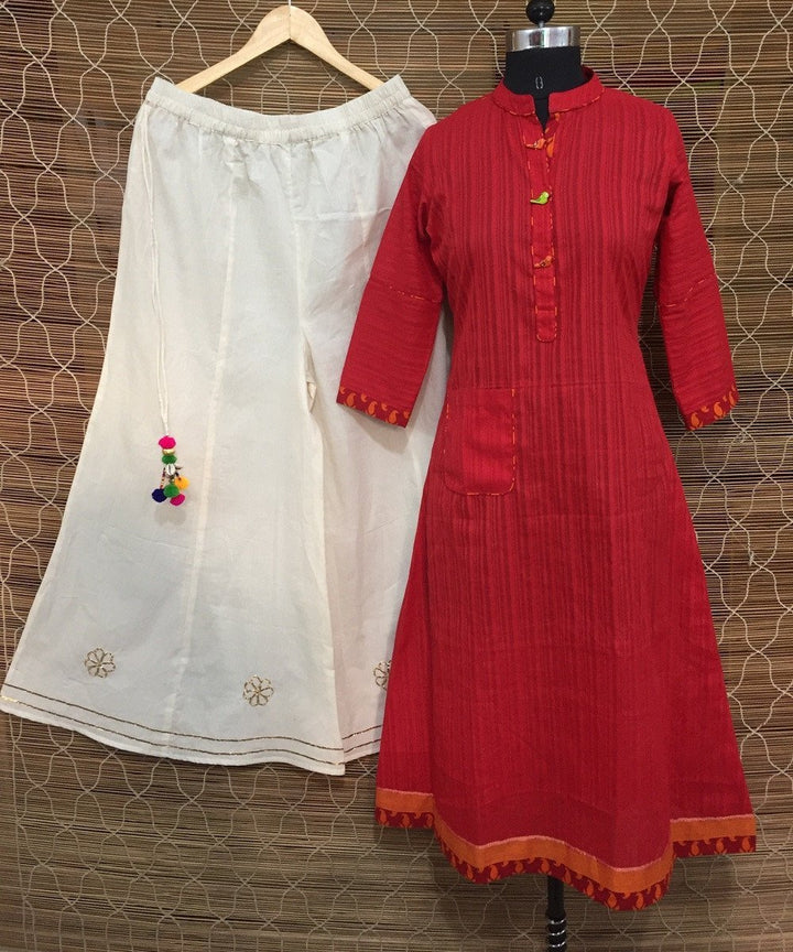 anokherang Combos The Sunburst A Line Long Kurti with Kalidaar Palazzo
