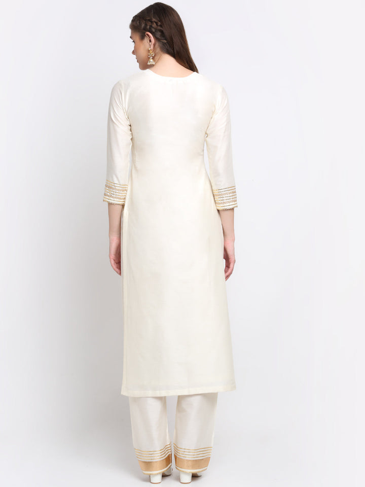 anokherang Combos Tyohaar Ivory Straight Kurti With Straight Pants