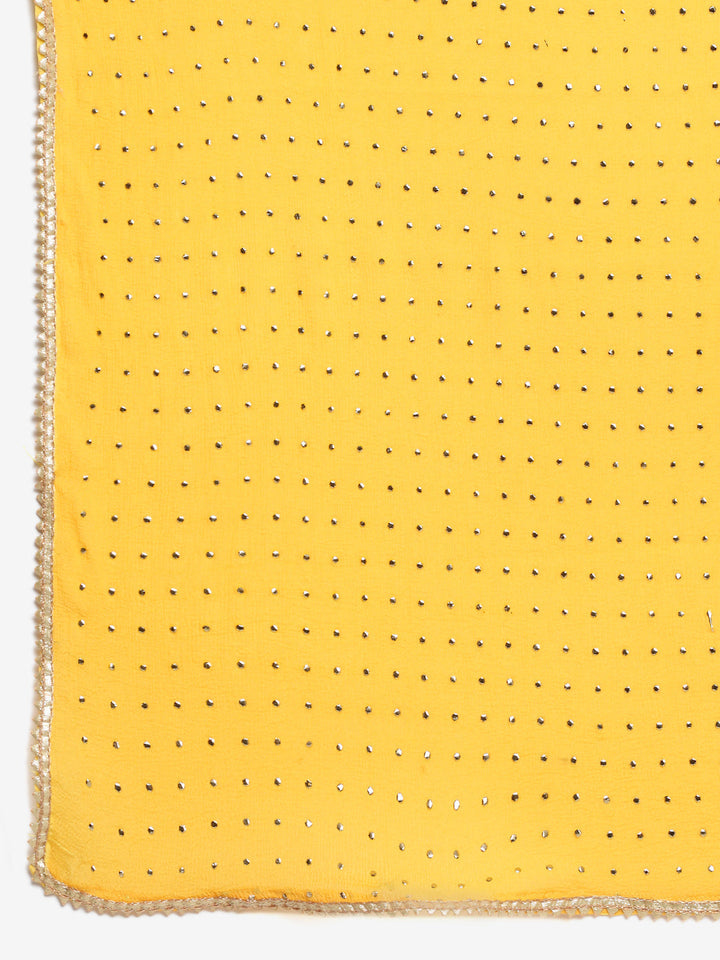anokherang Combos Tyohaar Yellow Straight Kurti With Straight Pants And Mukaish Dupatta