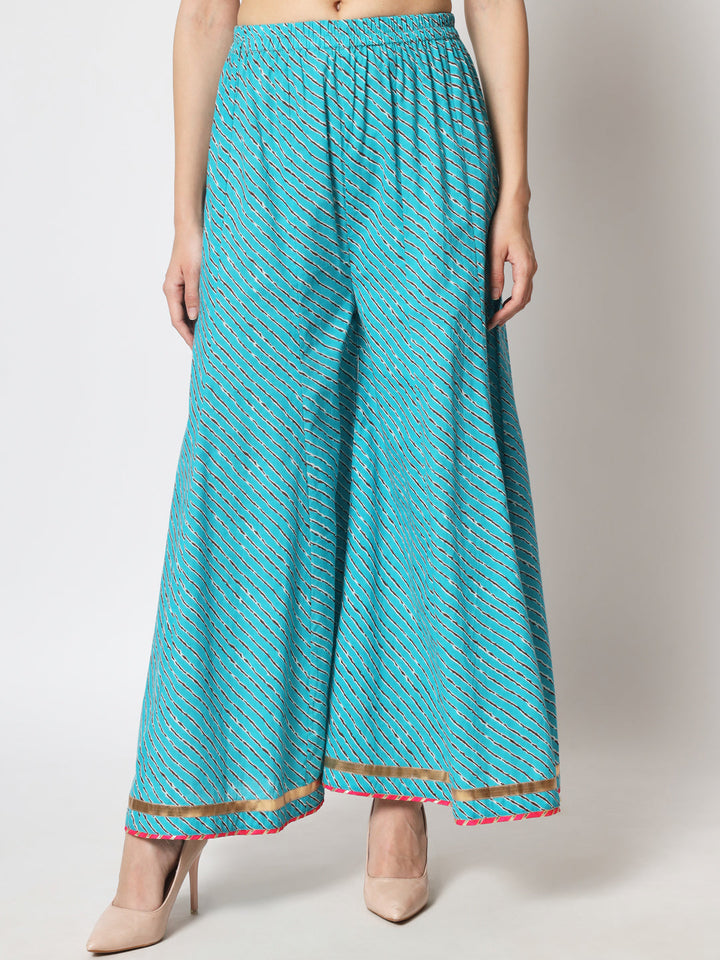 anokherang Combos Vibrant Blue Short Kurti with Kalidar Palazzo