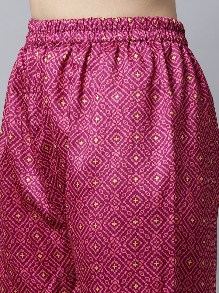 anokherang Combos Vibrant Purple Silk Printed Peplum Kurti With Sharara