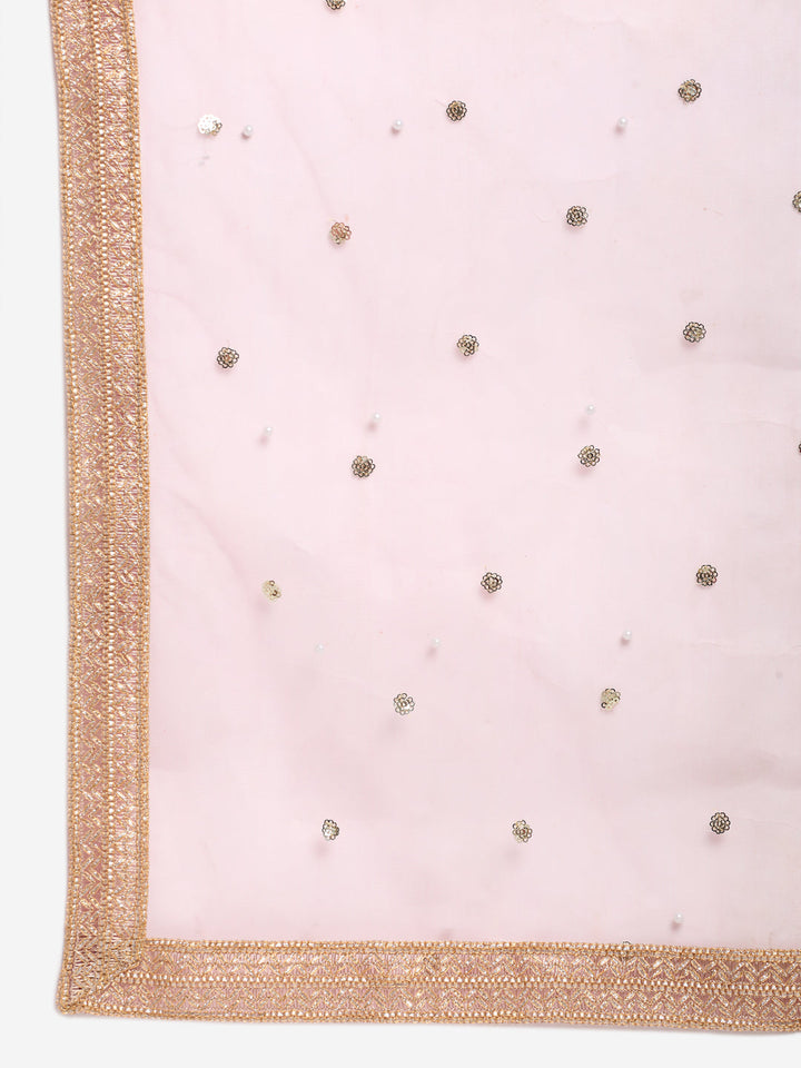 anokherang Combos Vintage Pink Gotta Short Kurti with Kalidaar Palazzo and Sequin Dupatta