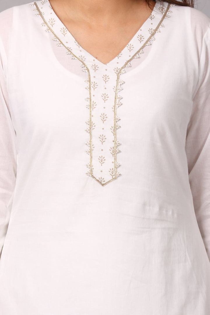 anokherang Combos White Gold Khadhi Kurti and Ruffled Khadhi Palazzos with Net Mokaish Dupatta