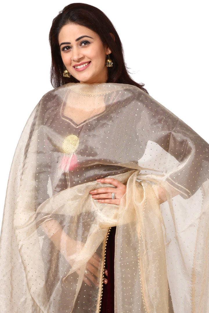 anokherang Combos Wine Purple Velvet Floor-Length with Golden Polka Dot Foil Beaded Organza Dupatta