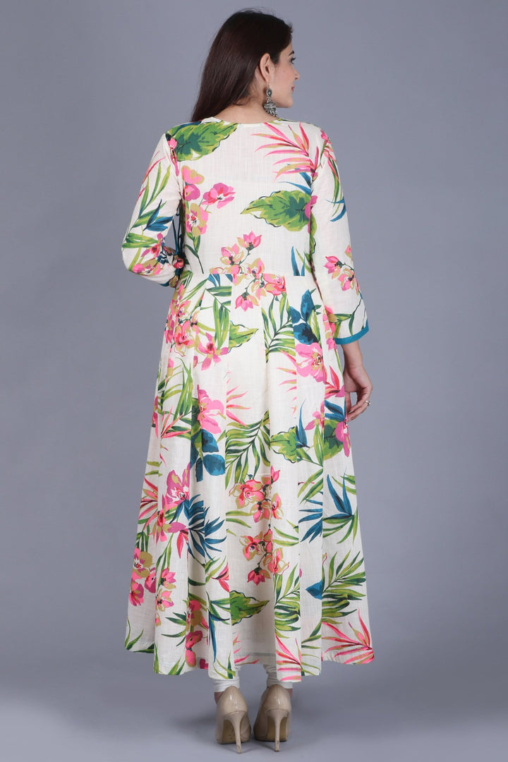 anokherang Combos XS Floral Burst Angarakha Anarkali Kurti with Leggings