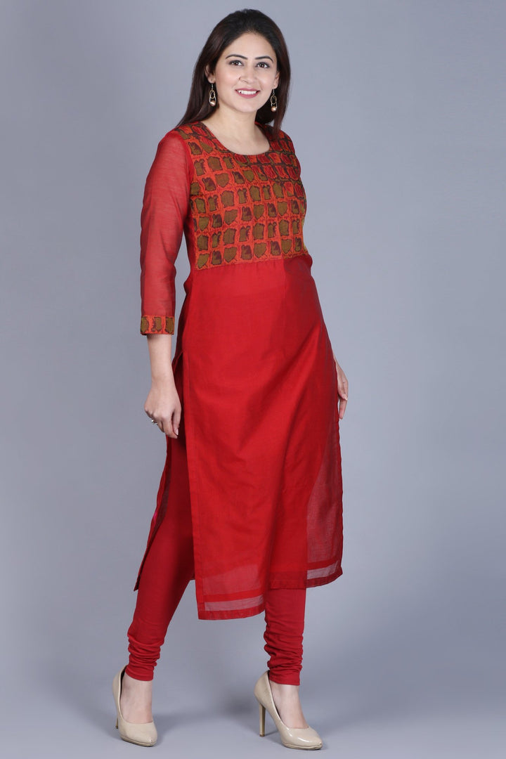 anokherang Combos XS Maroon Balance Chanderi Kurti with Leggings