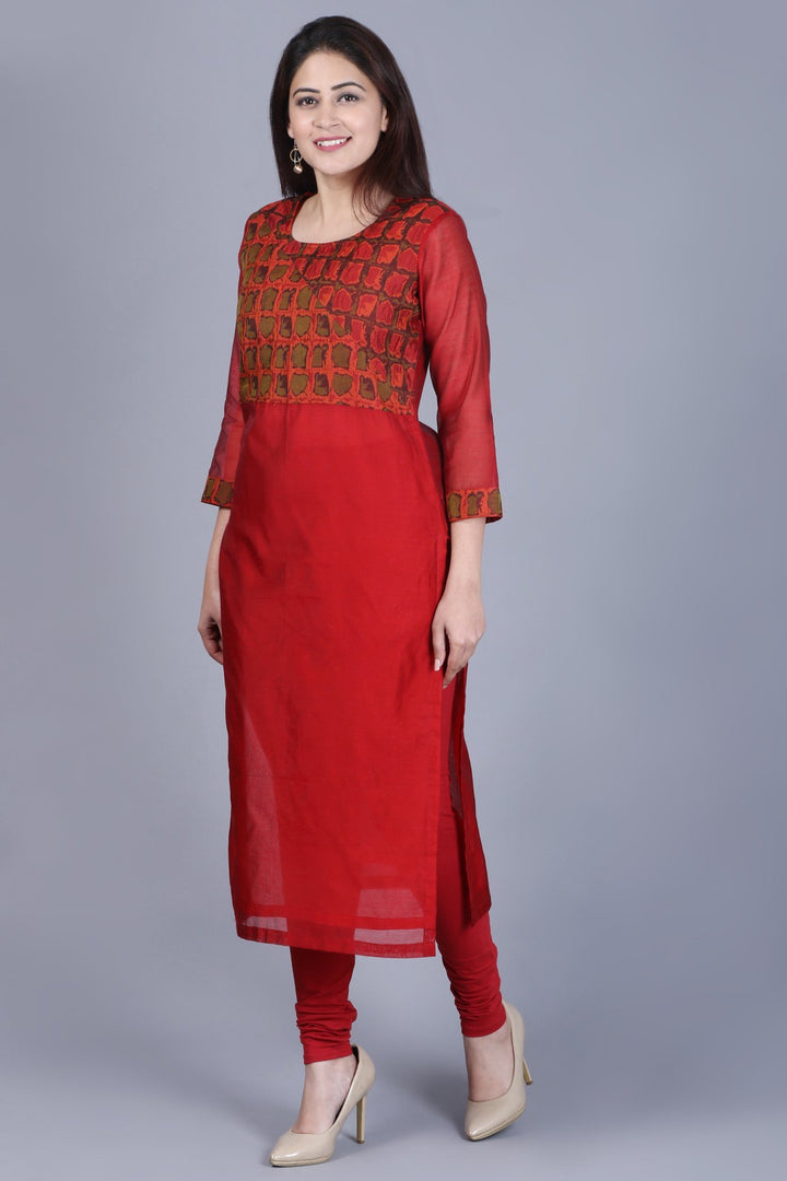 anokherang Combos XS Maroon Balance Chanderi Kurti with Leggings