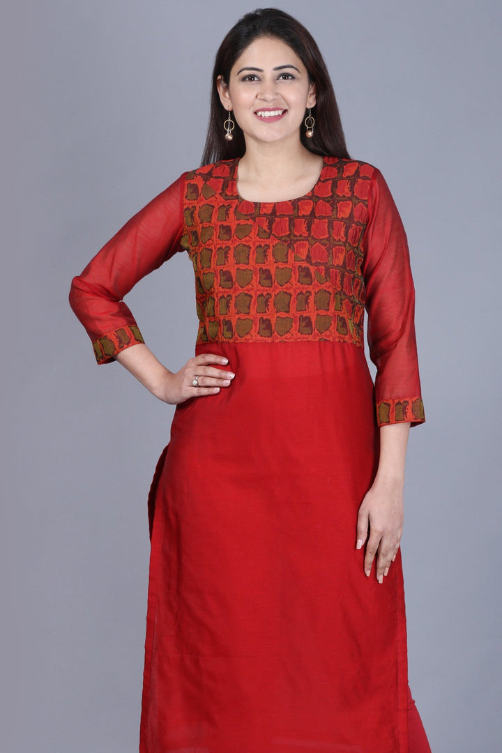 anokherang Combos XS Maroon Balance Chanderi Kurti with Leggings