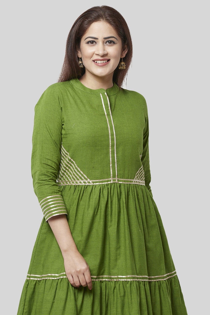 anokherang Combos XS Olive Green Gotta Gathered Kurti Dress