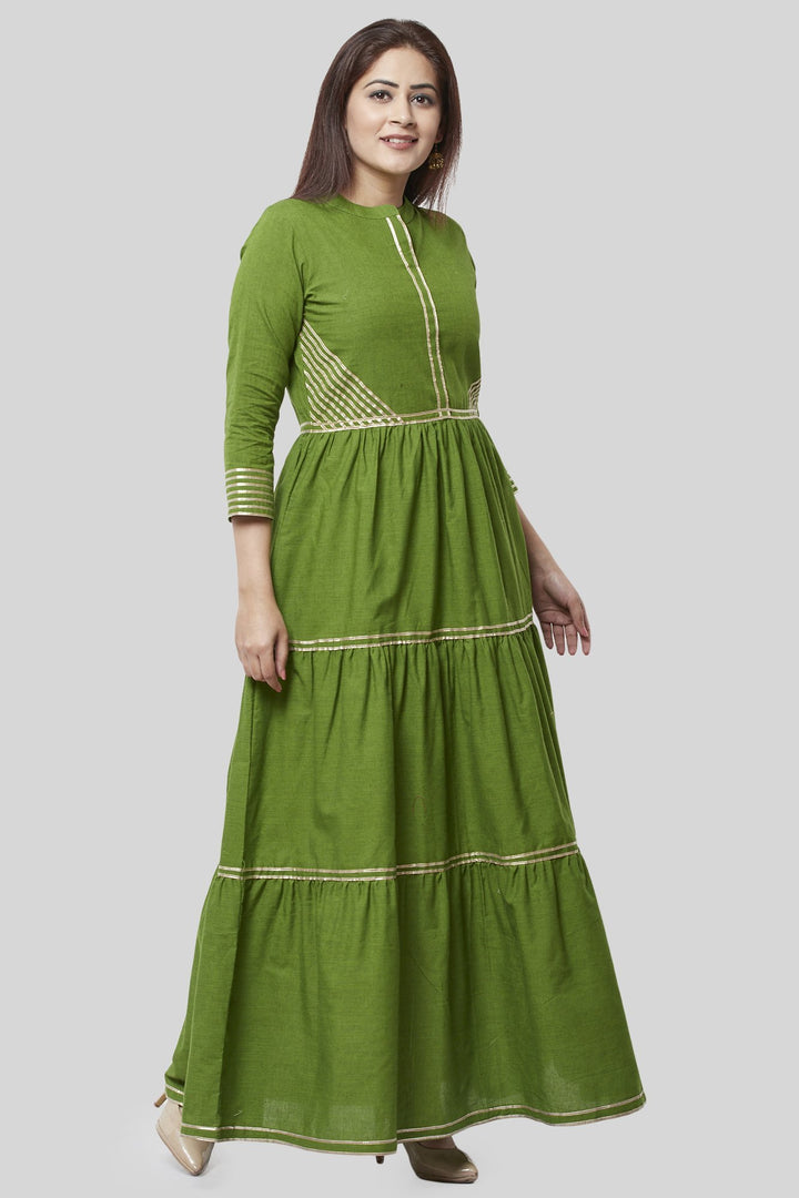 anokherang Combos XS Olive Green Gotta Gathered Kurti Dress