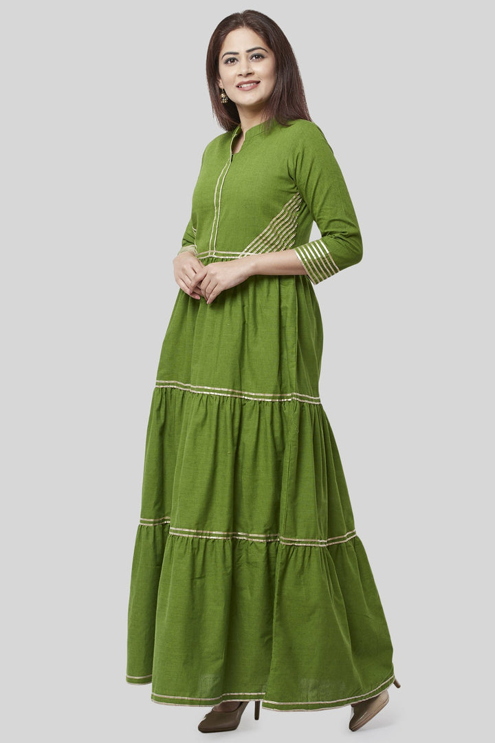 anokherang Combos XS Olive Green Gotta Gathered Kurti Dress