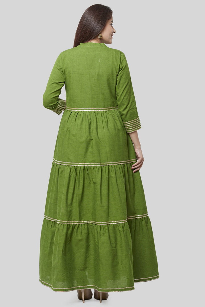 anokherang Combos XS Olive Green Gotta Gathered Kurti Dress