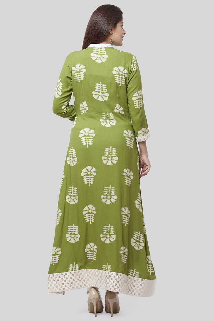 anokherang Combos XS Pale Green Festive Kurti with Off-White Churidaar and Sequenced Organza Dupatta