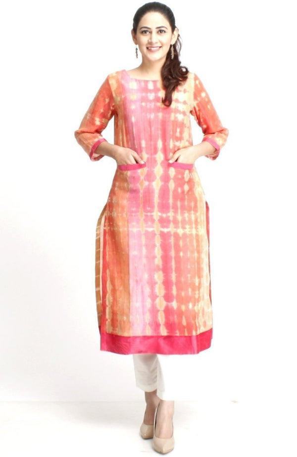 anokherang Combos XS Peach Straight Kurti with Pockets & Straight Pants