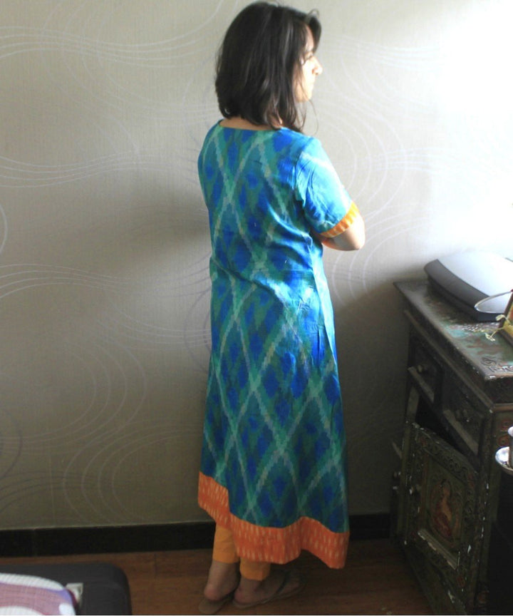 anokherang Combos YellBe Front Ikkat Kurti with Straight Pants