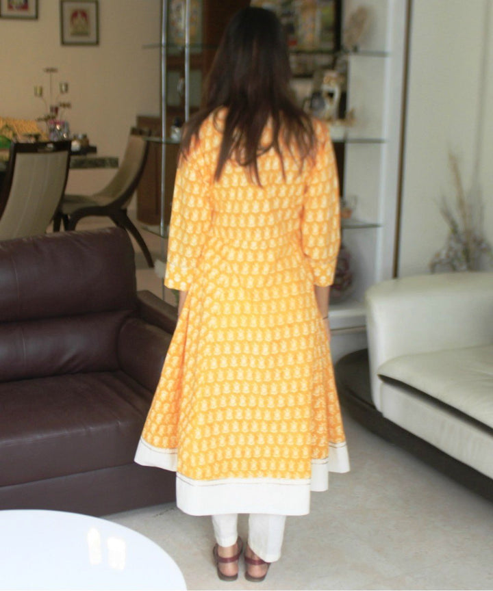 anokherang Combos Yellow Dreamer Paneled Kurti with Straight Pants