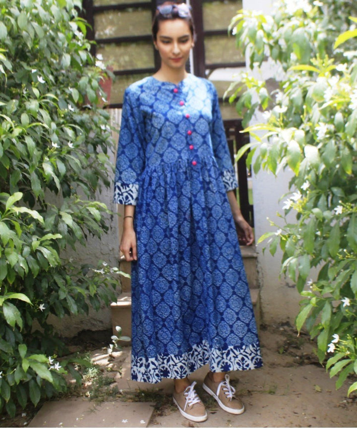 anokherang Dress Favorite Blue Indigo Gathered Dress