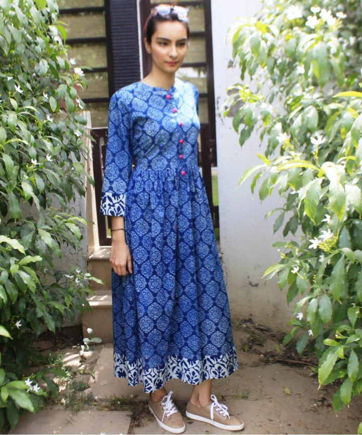 anokherang Dress Favorite Blue Indigo Gathered Dress