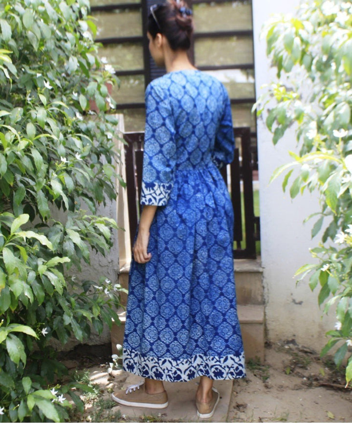 anokherang Dress Favorite Blue Indigo Gathered Dress