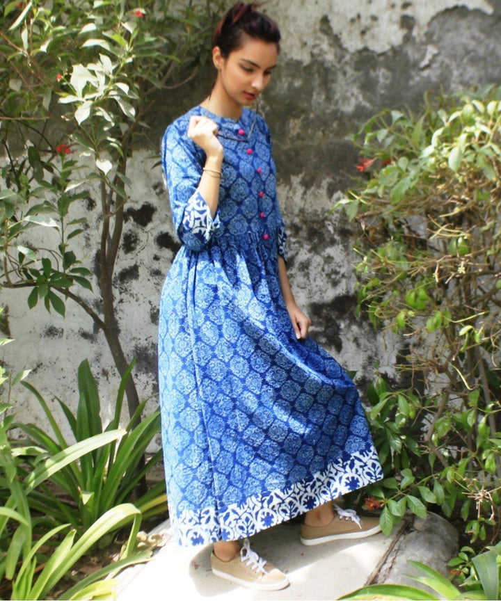 anokherang Dress Favorite Blue Indigo Gathered Dress