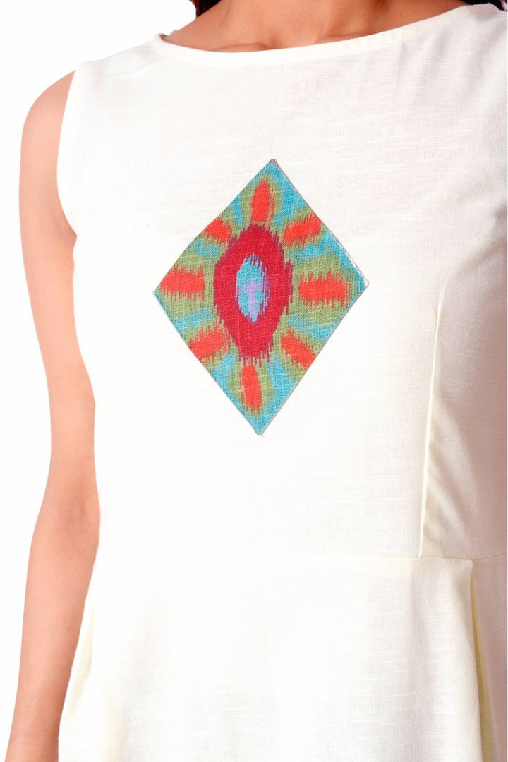 anokherang Dress Off-White Ikkat Straight Dress