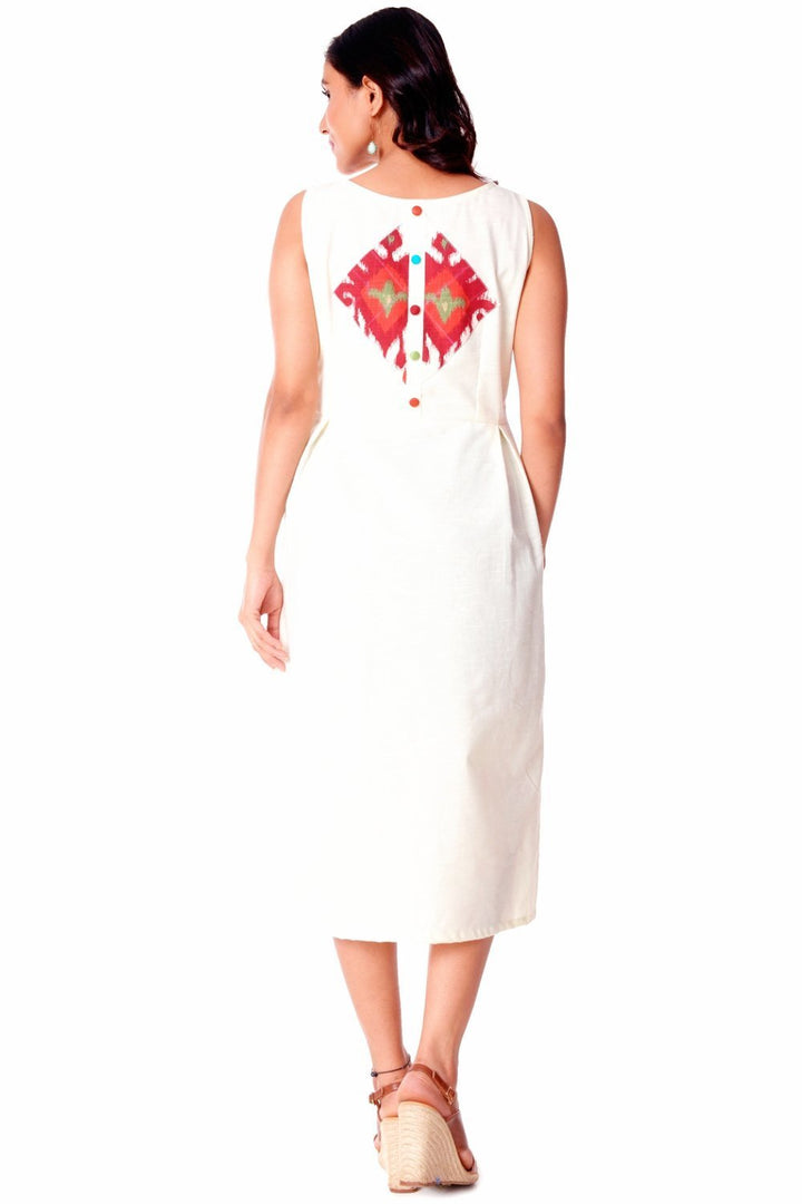 anokherang Dress Off-White Ikkat Straight Dress