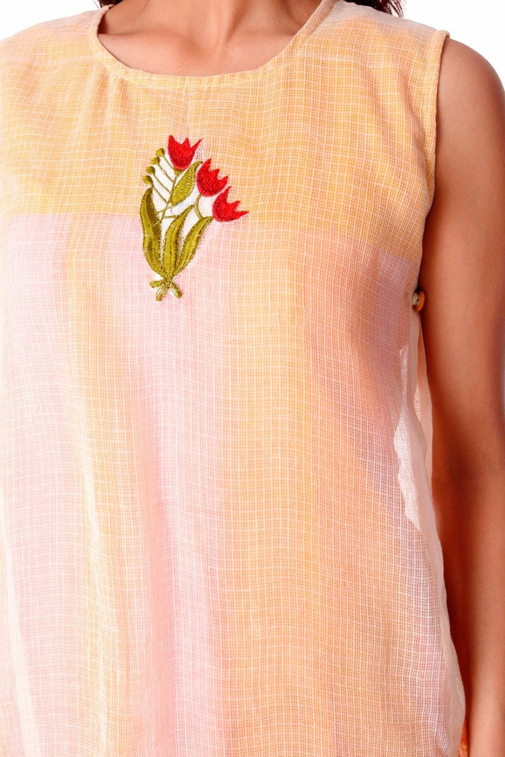 anokherang Dress Pink and Yellow Double Layered Dress