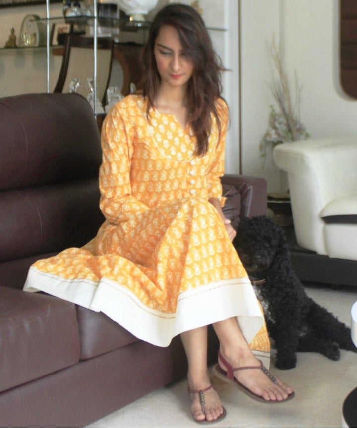 anokherang Dress Yellow Dreamer Paneled Dress