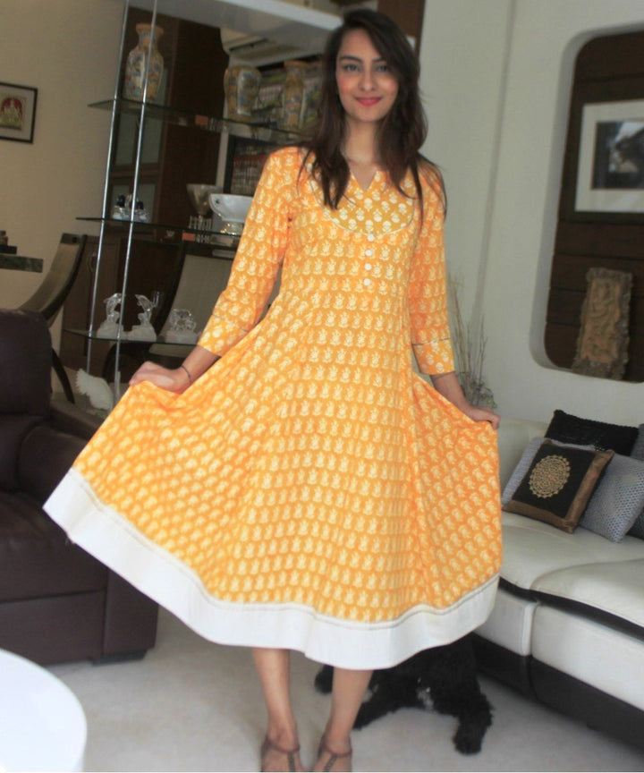anokherang Dress Yellow Dreamer Paneled Dress