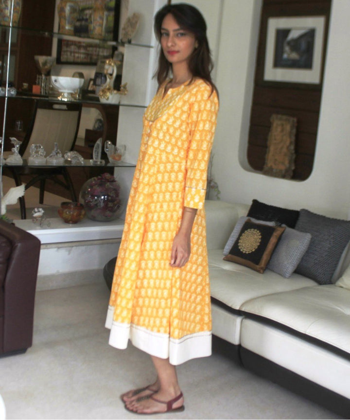 anokherang Dress Yellow Dreamer Paneled Dress