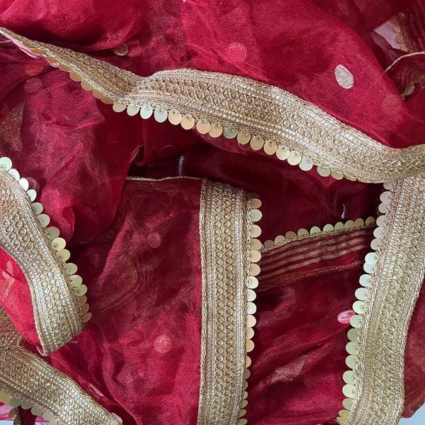 anokherang Dupattas anokherang Maroon Gotta Organza Dupatta