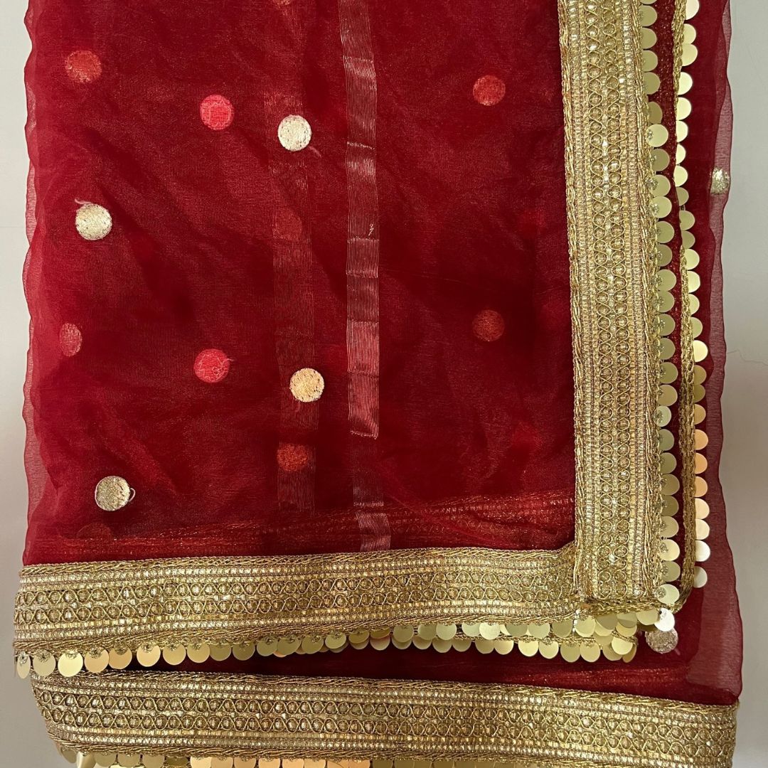 Maroon Gotta Patti Velvet Dupatta main image 0