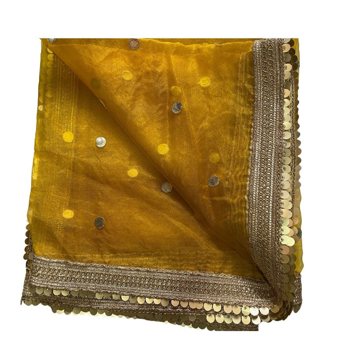 anokherang Dupattas anokherang Mustard Yellow Gotta Organza Dupatta