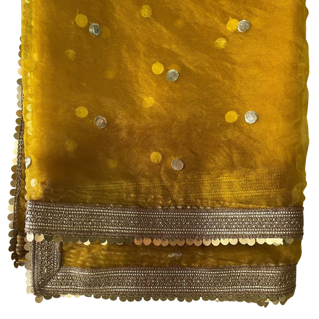 Lining Printed Organza Dupatta - Yellow main image 1