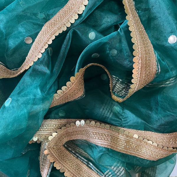 anokherang Dupattas anokherang Pine Green Gotta Organza Dupatta