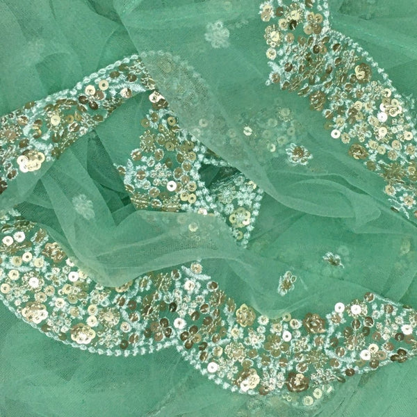 anokherang Dupattas Aqua Splash Scalloped Net Dupatta