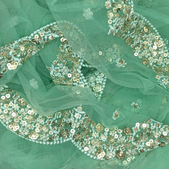 anokherang Dupattas Aqua Splash Scalloped Net Dupatta