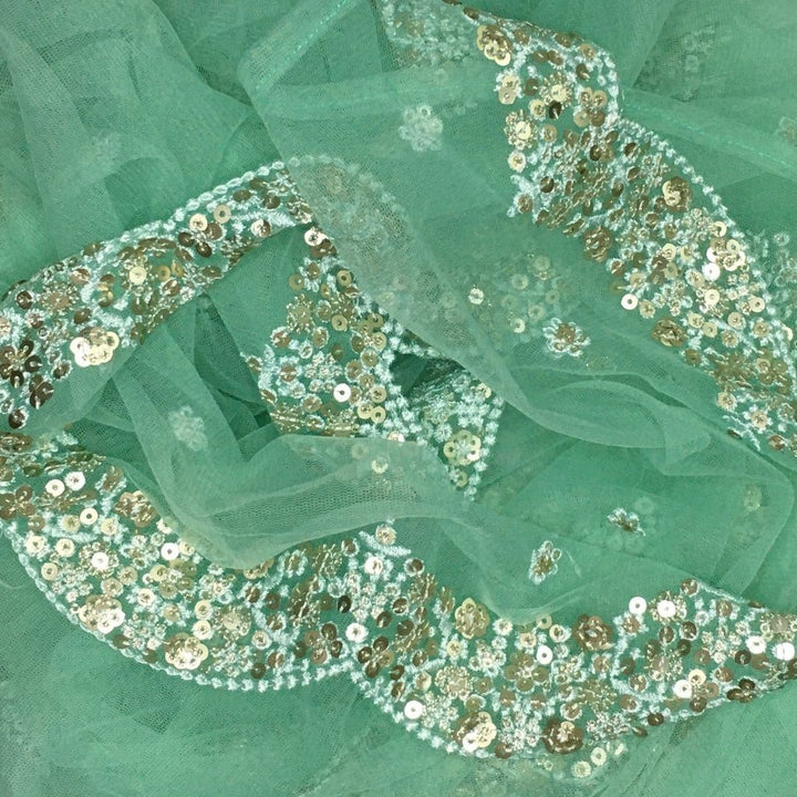 anokherang Dupattas Aqua Splash Scalloped Net Dupatta
