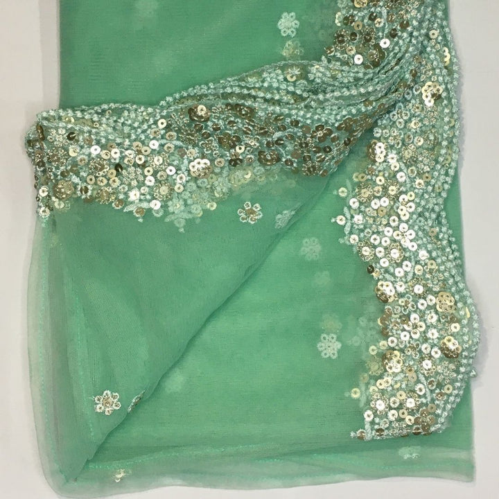 anokherang Dupattas Aqua Splash Scalloped Net Dupatta
