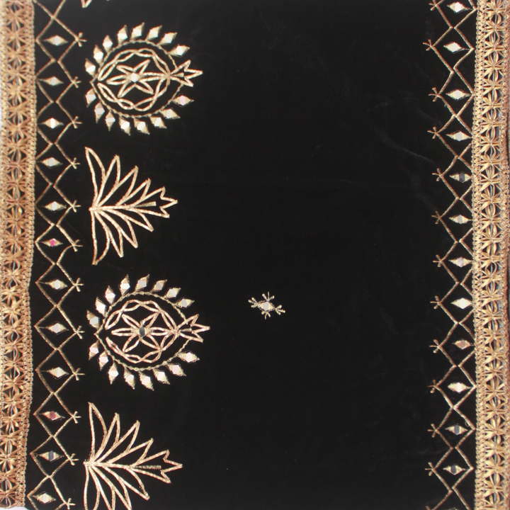 anokherang Dupattas Balck Velvet Mirror Affair Stole