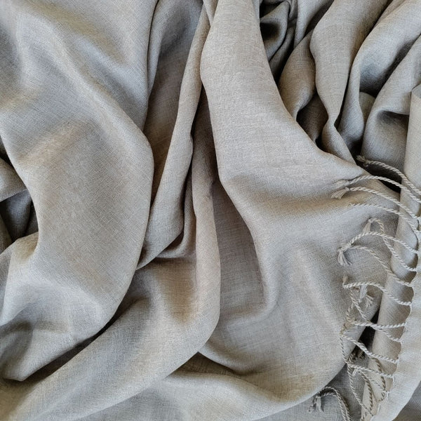 anokherang Dupattas Biscuit Beige Floral Self Weaved Wool Stole
