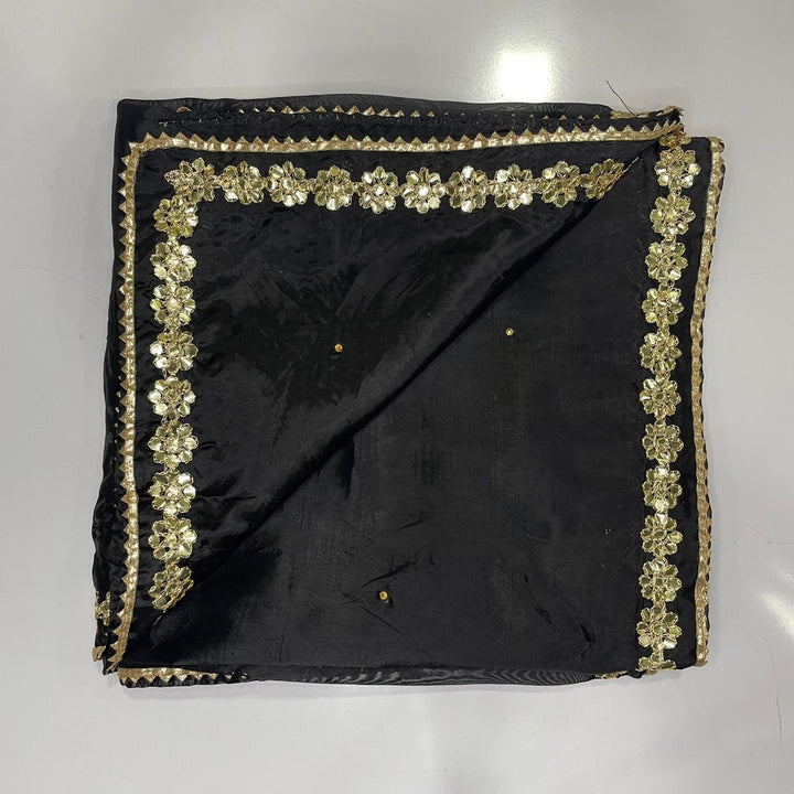 anokherang Dupattas Black Gotta Embroidered Men's Stole